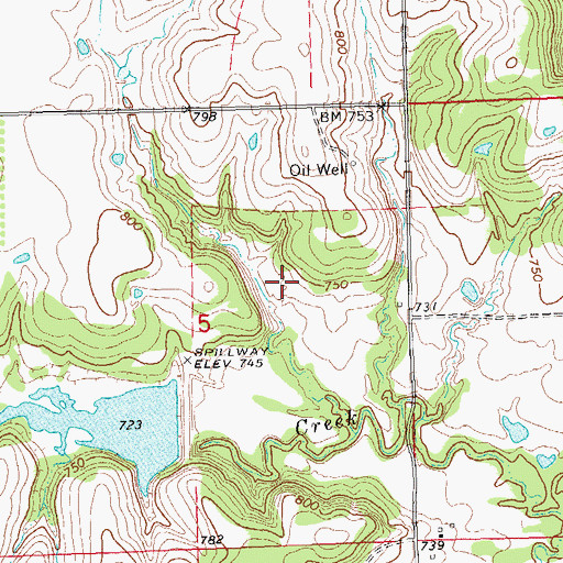 Topographic Map of Little Deep Fork Creek Site 58b Dam, OK