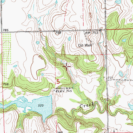 Topographic Map of Little Deep Fork Creek Site 58b Reservoir, OK