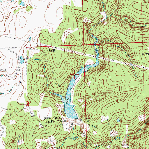 Topographic Map of Little Deep Fork Creek Site 51r Reservoir, OK