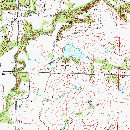Topographic Map of Willis Jardot Dam, OK