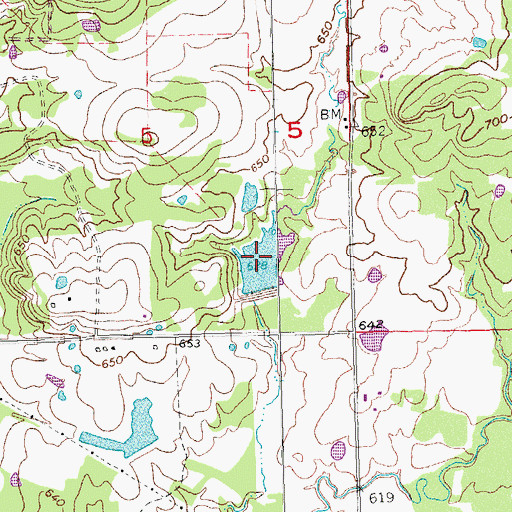 Topographic Map of Leader Middle Clear Boggy Creek 33 Reservoir, OK