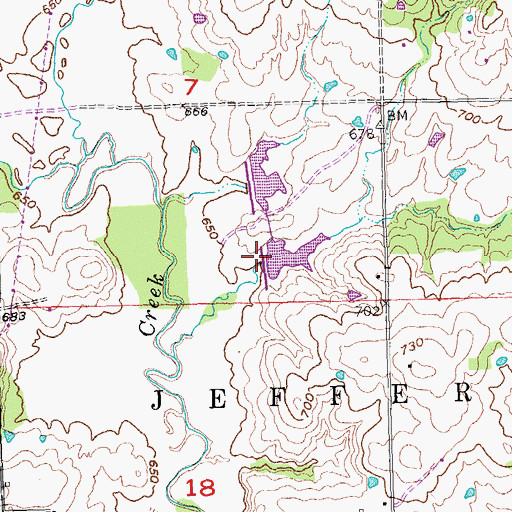 Topographic Map of Leader Middle Clear Boggy Creek 29 Dam, OK