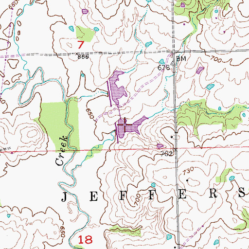Topographic Map of Leader Middle Clear Boggy Creek 29 Reservoir, OK