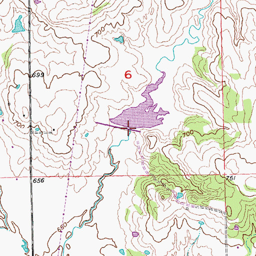 Topographic Map of Leader Middle Clear Boggy Creek 28 Dam, OK