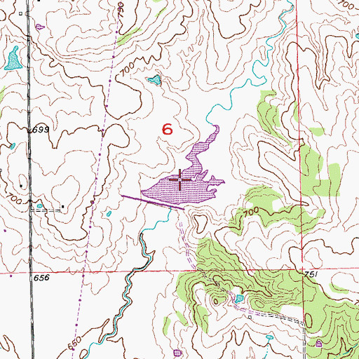 Topographic Map of Leader Middle Clear Boggy Creek 28 Reservoir, OK