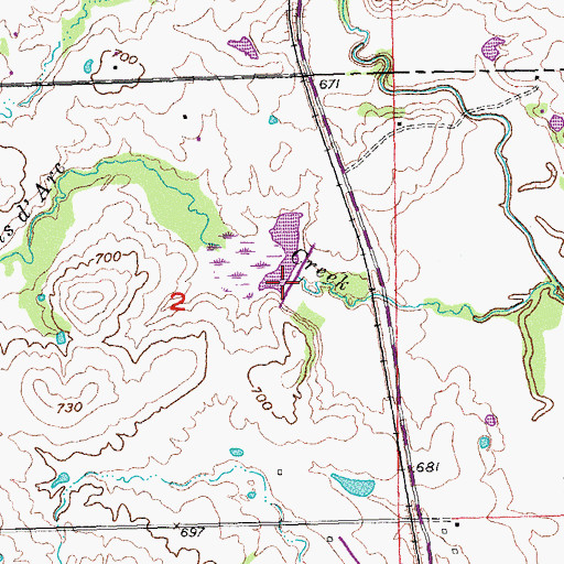 Topographic Map of Leader Middle Clear Boggy Creek 16 Dam, OK