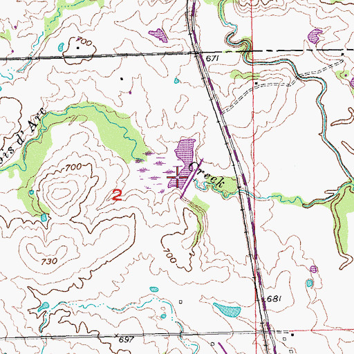 Topographic Map of Leader Middle Clear Boggy Creek 16 Reservoir, OK