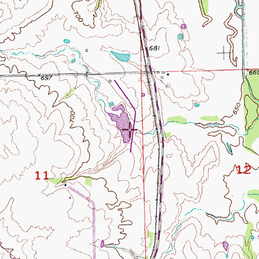 Topographic Map of Leader Middle Clear Boggy Creek 15 Dam, OK
