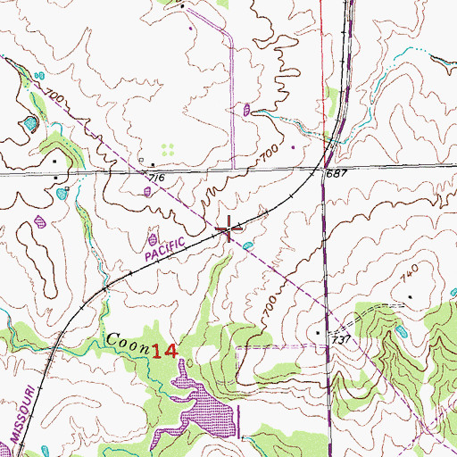 Topographic Map of Leader Middle Clear Boggy Creek 14 Dam, OK