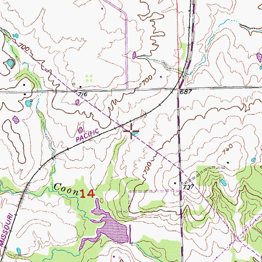 Topographic Map of Leader Middle Clear Boggy Creek 14 Reservoir, OK