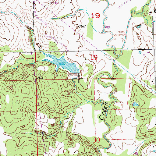 Topographic Map of Leader Middle Clear Boggy Creek 13 Dam, OK