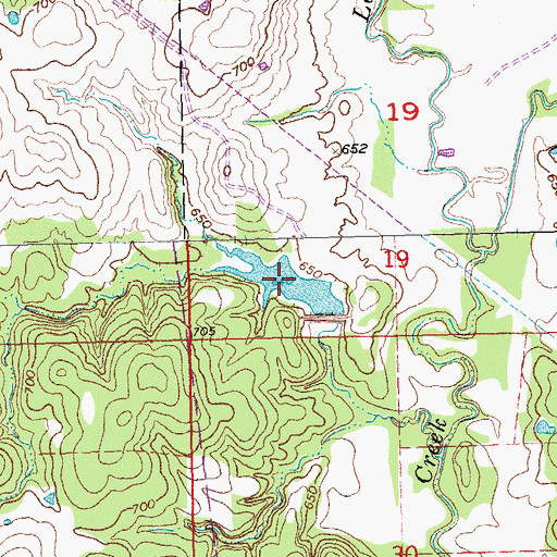 Topographic Map of Leader Middle Clear Boggy Creek 13 Reservoir, OK