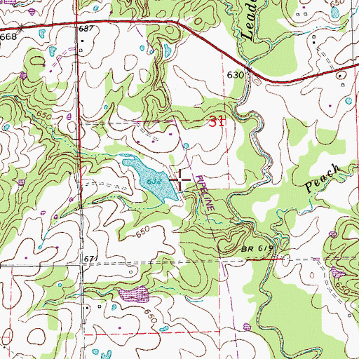 Topographic Map of Leader Middle Clear Boggy Creek 11 Dam, OK