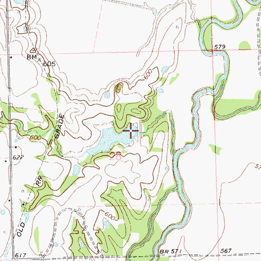 Topographic Map of Leader Middle Clear Boggy Creek 4 Dam, OK