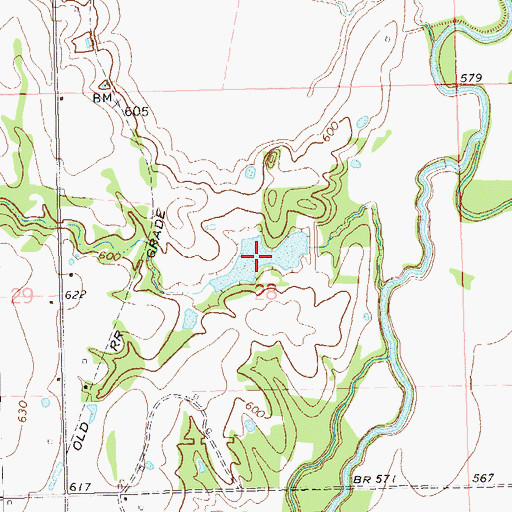 Topographic Map of Leader Middle Clear Boggy Creek 4 Reservoir, OK