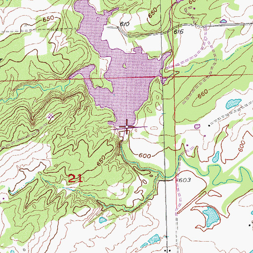 Topographic Map of Caney-Coon Creek Site 1 Dam, OK