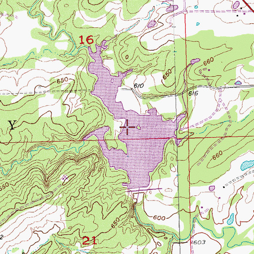 Topographic Map of Caney-Coon Creek Site 1 Reservoir, OK
