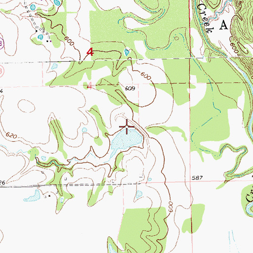 Topographic Map of Leader Middle Clear Boggy Creek 9 Dam, OK