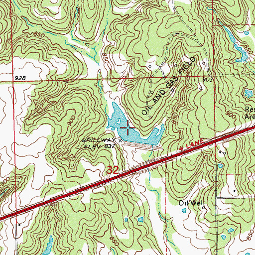 Topographic Map of Little Deep Fork Creek Site 23 Reservoir, OK