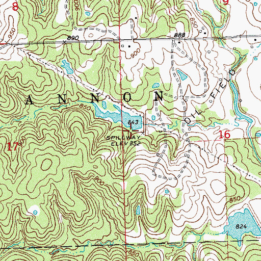 Topographic Map of Little Deep Fork Creek Site 25 Dam, OK