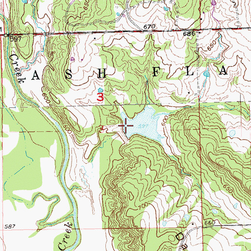 Topographic Map of Leader Middle Clear Boggy Creek 39 Dam, OK