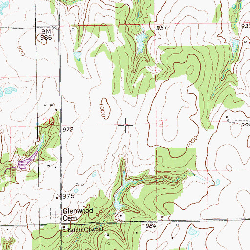 Topographic Map of Fourteen Mile Creek Site 2 Reservoir, OK