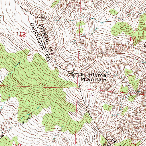 Topographic Map of Huntsman Mountain, CO