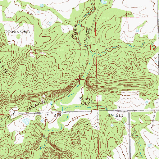 Topographic Map of Leader Middle Clear Boggy Creek 40 Reservoir, OK