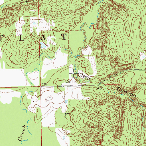 Topographic Map of Leader Middle Clear Boggy Creek 42 Reservoir, OK