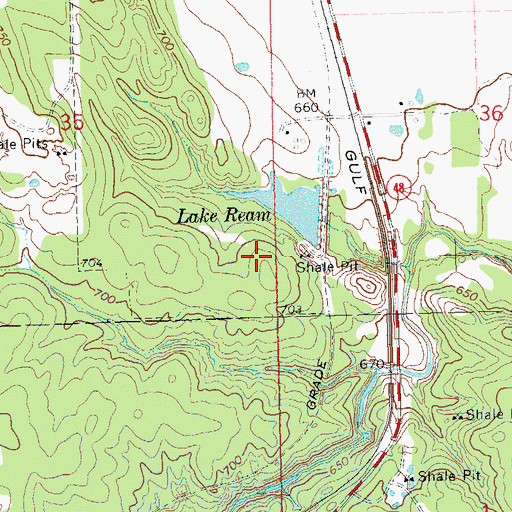 Topographic Map of Lake Ream Dam, OK