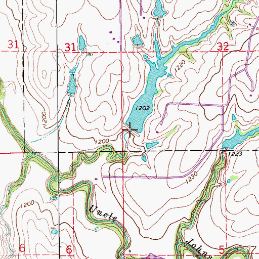 Topographic Map of Oknoname 017005 Dam, OK
