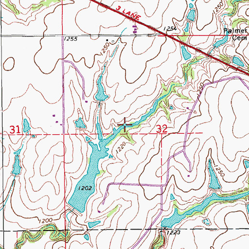 Topographic Map of Oknoname Canadian County 5 Lake, OK
