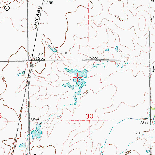 Topographic Map of Oknoname Canadian County 7 Lake, OK