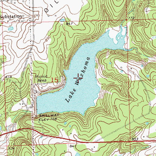 Topographic Map of Lake Waxhoma, OK