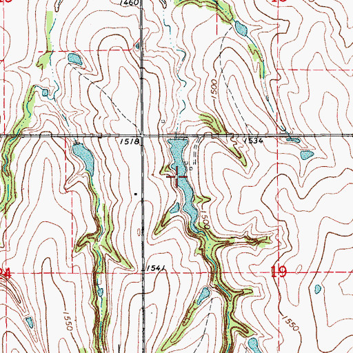 Topographic Map of Roy Stokes Reservoir, OK