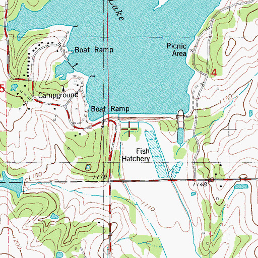 Topographic Map of Clear Creek Lake Dam, OK
