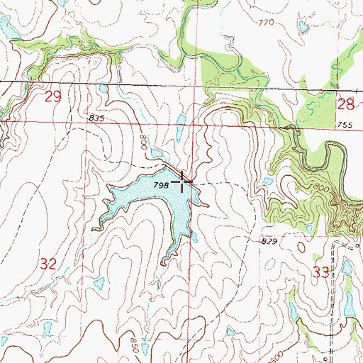 Topographic Map of Glenn Webster Dam, OK