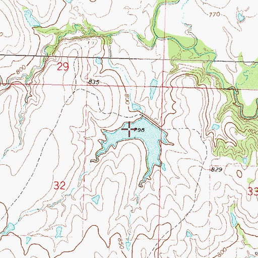 Topographic Map of Glenn Webster Reservoir, OK