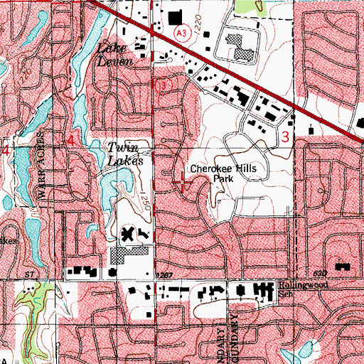 Topographic Map of East Twin Lake, OK