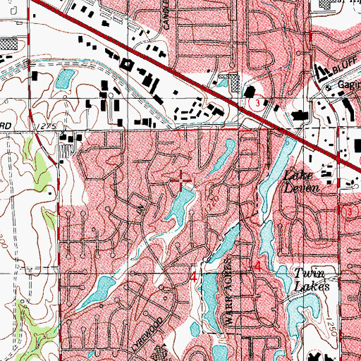Topographic Map of Knight Dam, OK