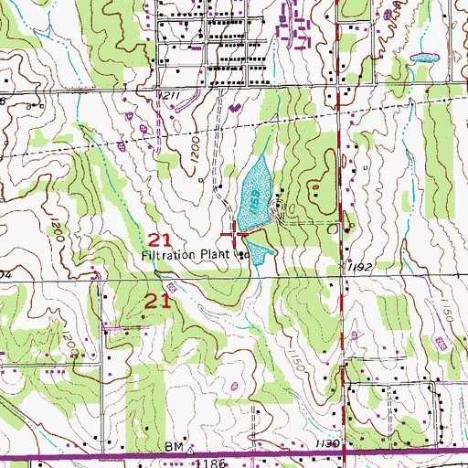 Topographic Map of Mary Mahoney Dam, OK