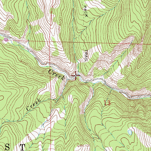 Topographic Map of Braderich Creek, CO