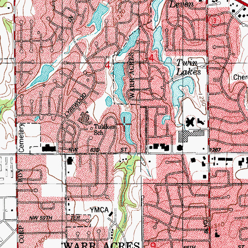 Topographic Map of Woodlake Apartments Lake, OK