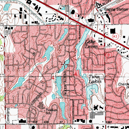 Topographic Map of The Pines West Lake, OK
