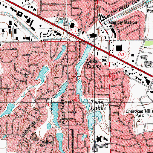 Topographic Map of The Pines East Lake, OK