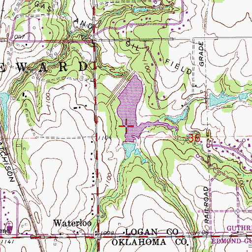 Topographic Map of Cottonwood Creek Site 54 Dam, OK
