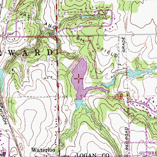 Topographic Map of Cottonwood Creek Site 54 Reservoir, OK