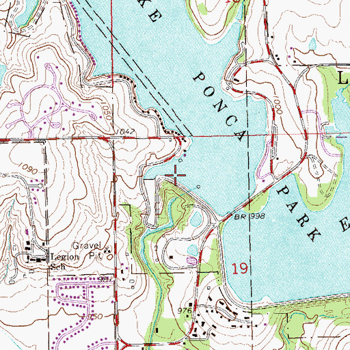 Topographic Map of Ponca Dam, OK