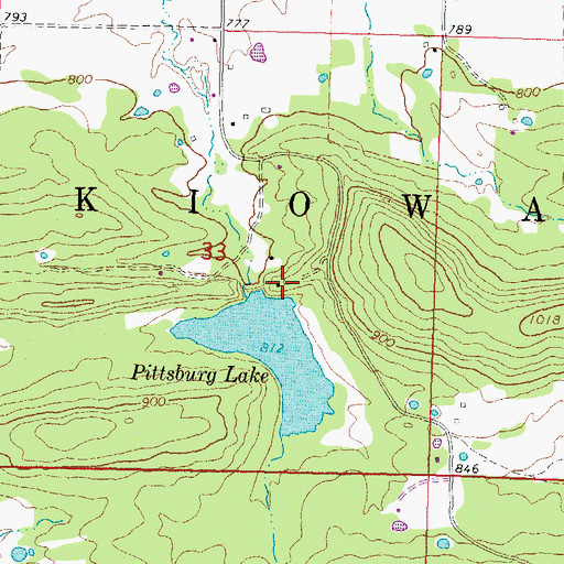 Topographic Map of Pittsburg Dam, OK