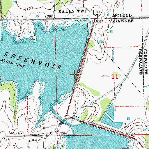 Topographic Map of Shawnee City Lake Number 2, OK